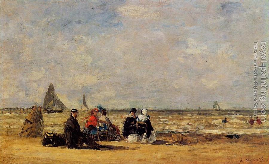 Eugene Boudin : The Beach at Trouville